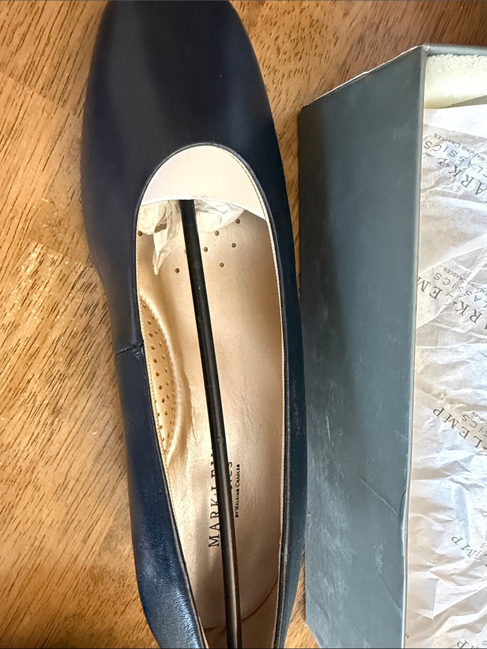 Walking Cradles Navy Leather Slip-On Ballet Flat with Cream Accent